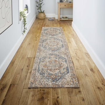 Keesha Bold Distressed Medallion Low-Pile Machine-Washable Area Rug